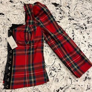 River Island Red Tartin Top - S